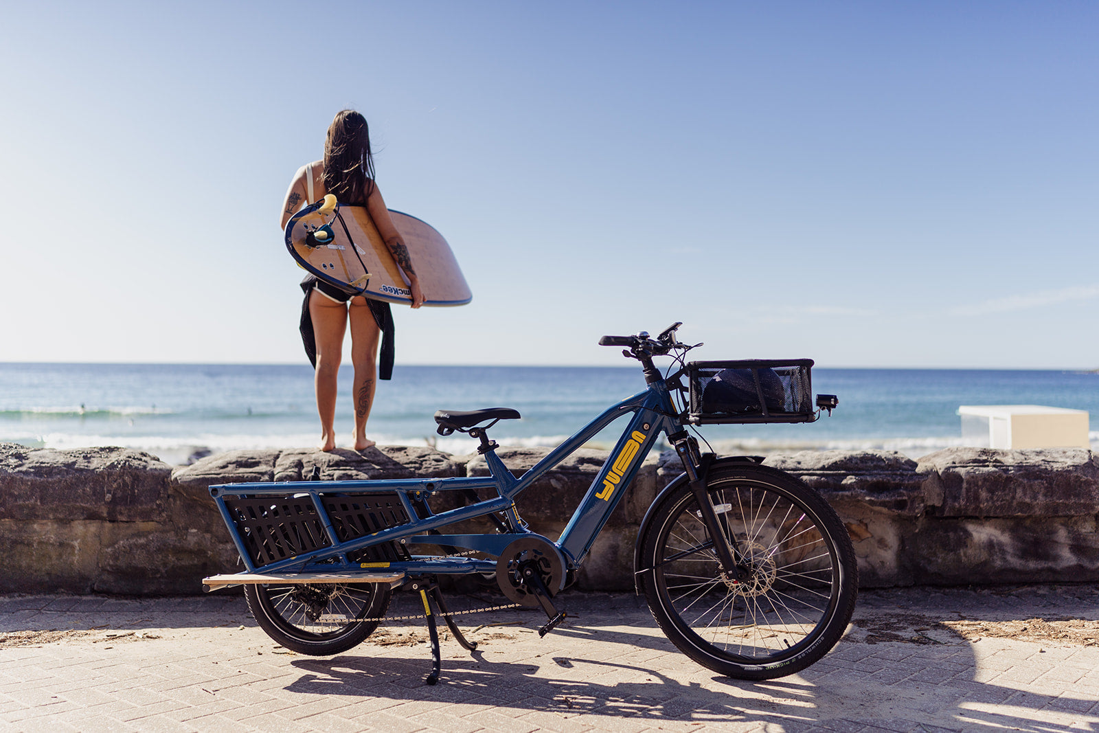 Electric bike at beach in Sydney — Glow Worm Electric Bikes