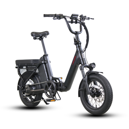 Black Vamos Doblez Folding Compact Electric Fat Tyre Bike Front Right View