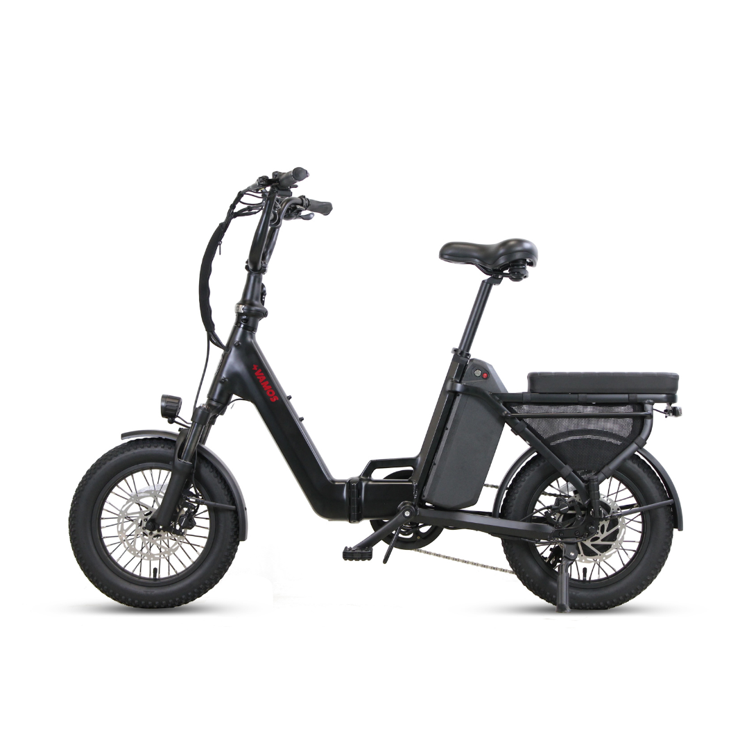 Black Vamos Doblez Folding Compact Electric Fat Tyre Bike Non Drive Side