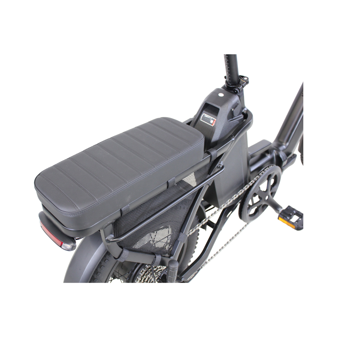 Black Vamos Doblez Folding Compact Electric Fat Tyre Bike Rear Rack Seat Pad