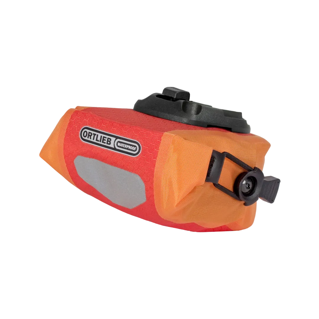 Orange and red waterproof bag with Ortlieb logo on a white background